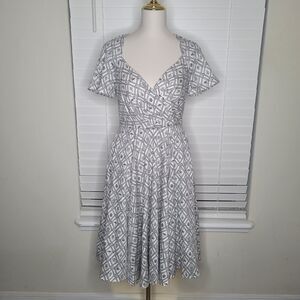 Miss Lulo Retro Rockabilly Swing Dress‎ Sweetheart Neckline Insect Print Sz S